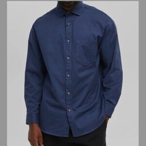 Mode of One Mens Relaxed Fit Button Down Twill Shirt in Caspian Waters Size S